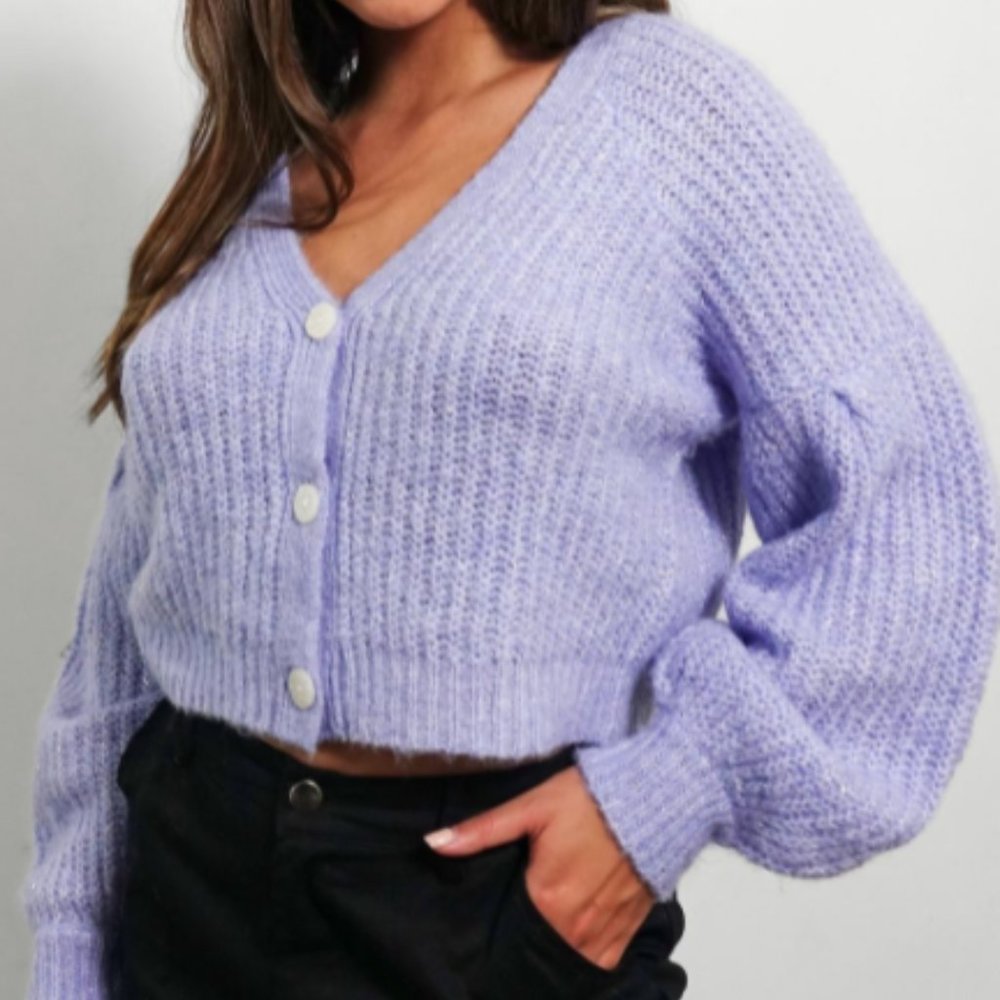 Missguided Tall Lurex Balloon Sleeve Cardigan
